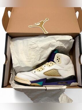 Nike Air Jordan 5 White Purple Teal Accents
